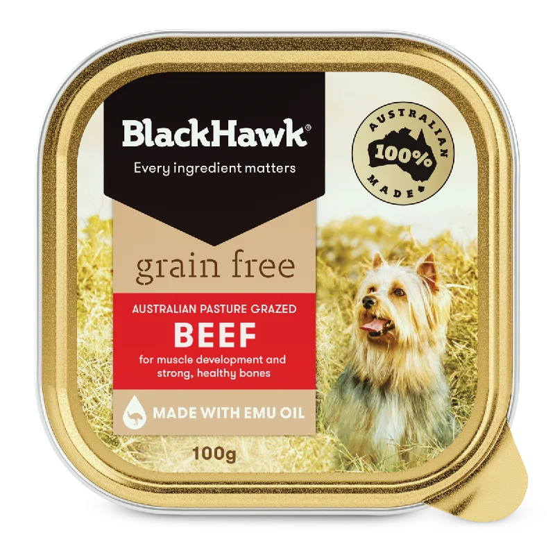 Black Hawk Grain Free Adult Beef Wet Dog Food 100g x 9