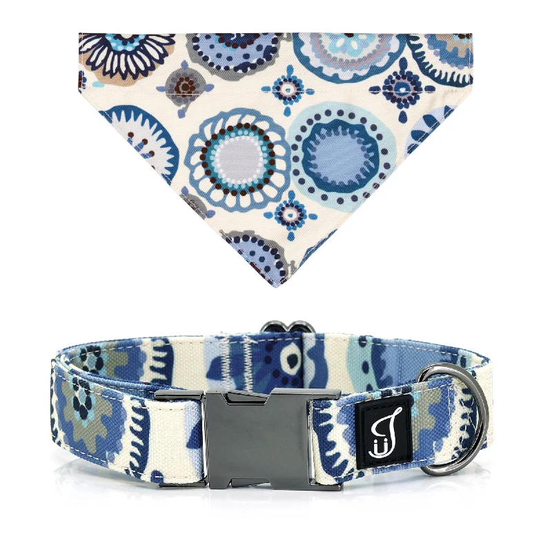 Blue Daisy Dog Collar Bandana