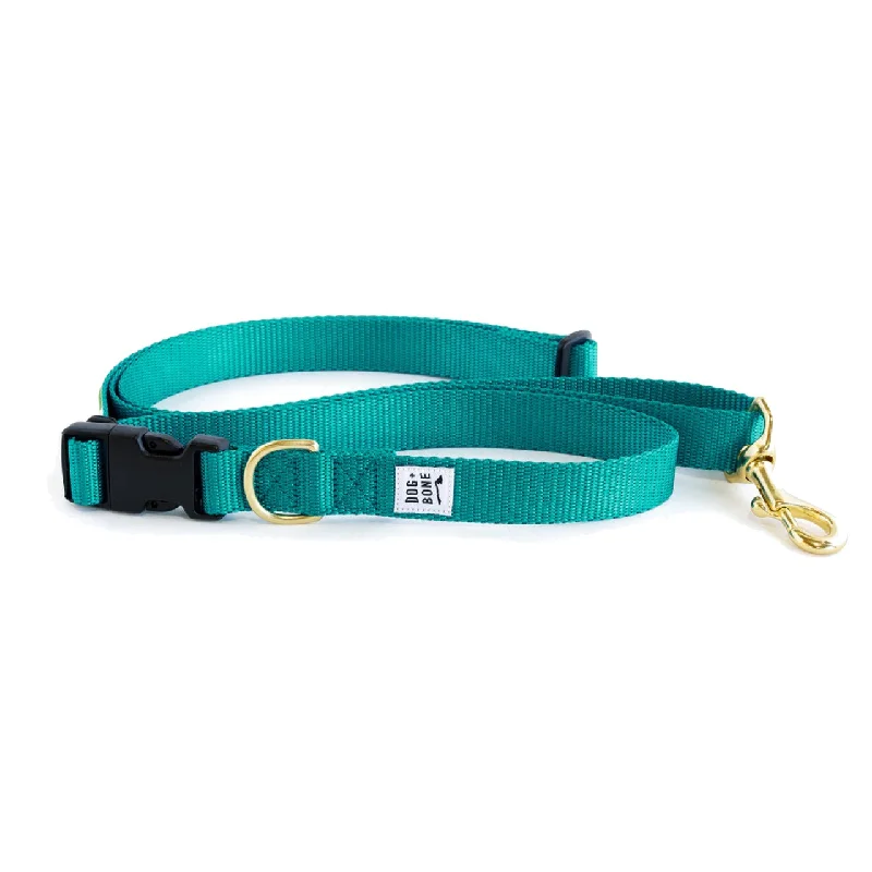 Dog+Bone Adjustable Leash 3-6ft, Hand Held/ Hands Free, Teal