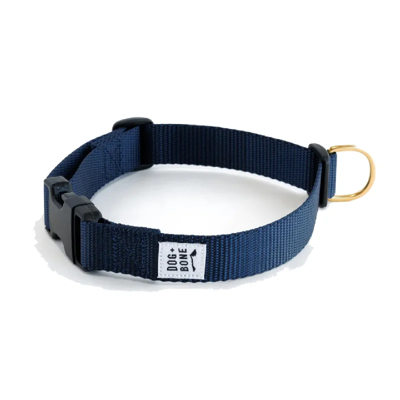 Dog+Bone Adjustable Snap Collar Navy Blue