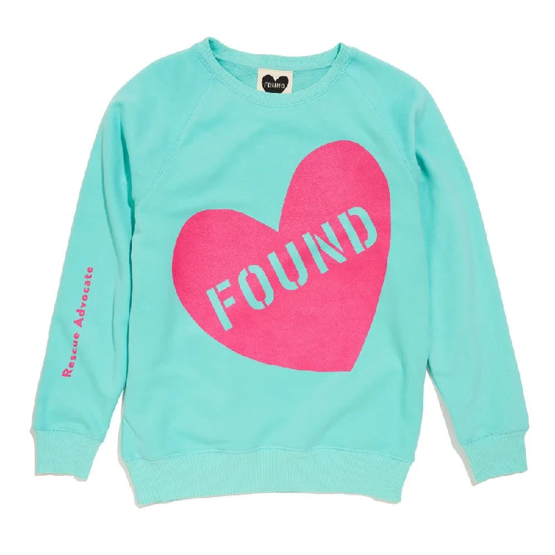 Found My Animal Big Full Heart Sweatshirt, Aqua + Fuchsia