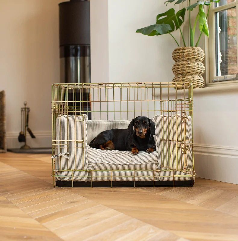 Gold Dog Crate with Cushion & Bumper in Regency Stripe by Lords & Labradors