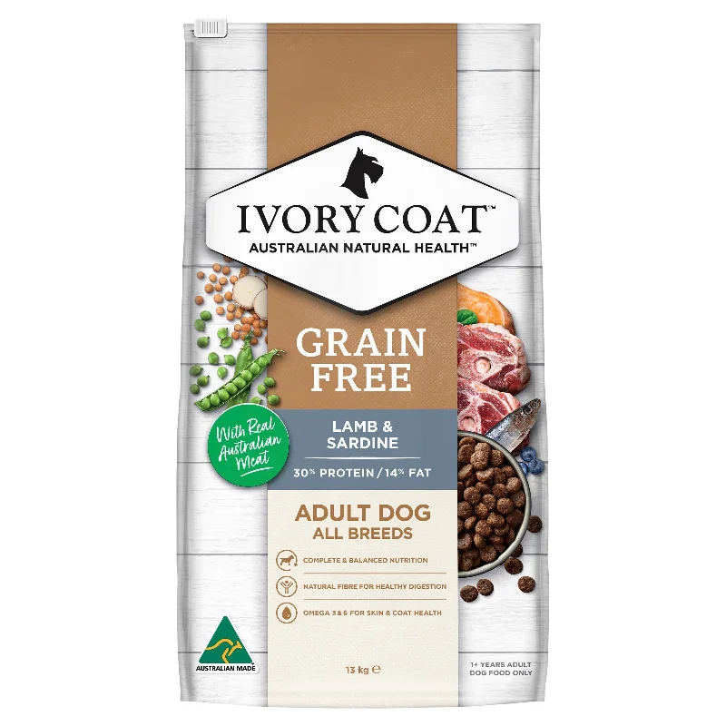 Ivory Coat Grain Free Lamb and Sardine Adult Dog Dry Food 13kg