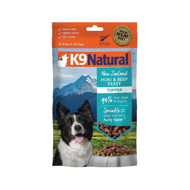 K9 Natural Hoki and Beef Feast Freeze Dried Dog Food Topper 100g