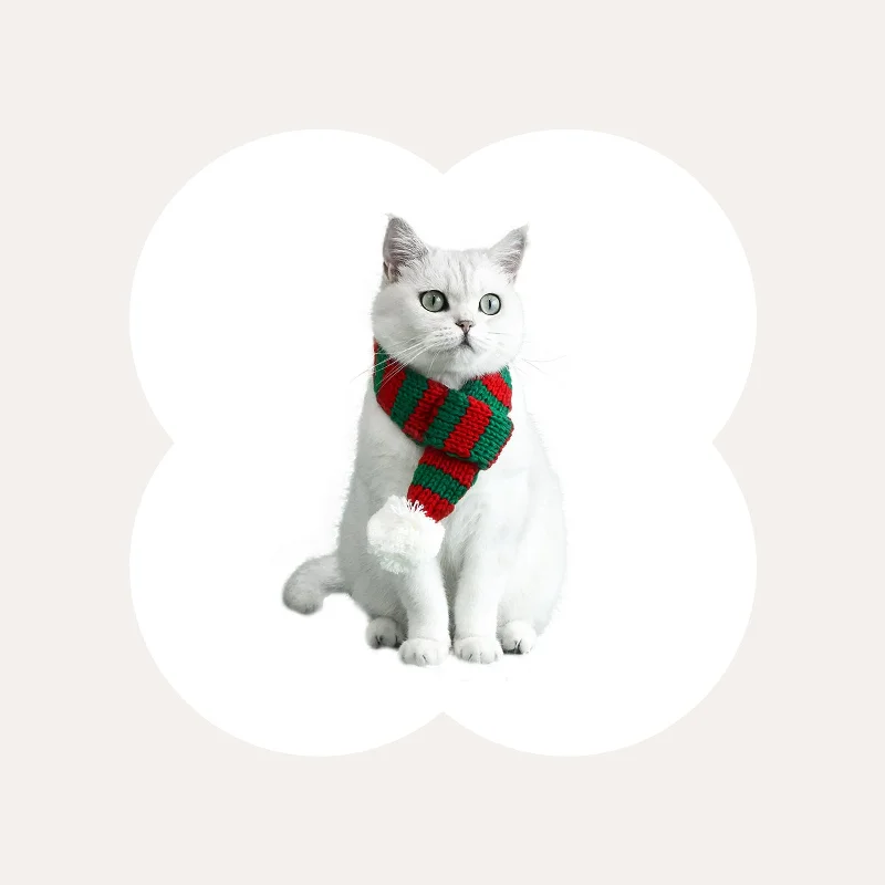 Christmas Knitted Striped Cat Scarf