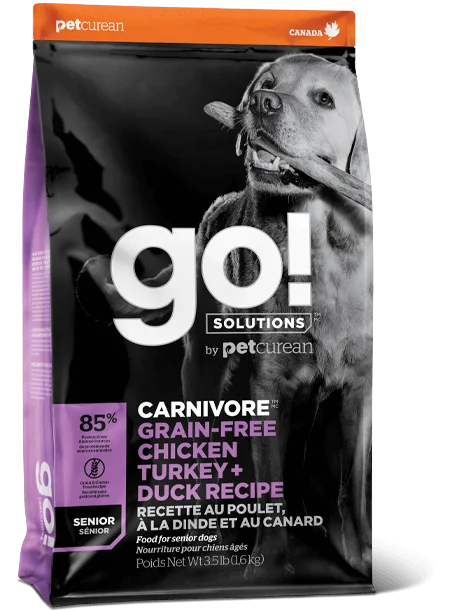 Petcurean GO! Solutions Carnivore Grain Free Chicken, Turkey, & Duck Recipe Senior Dry Dog Food