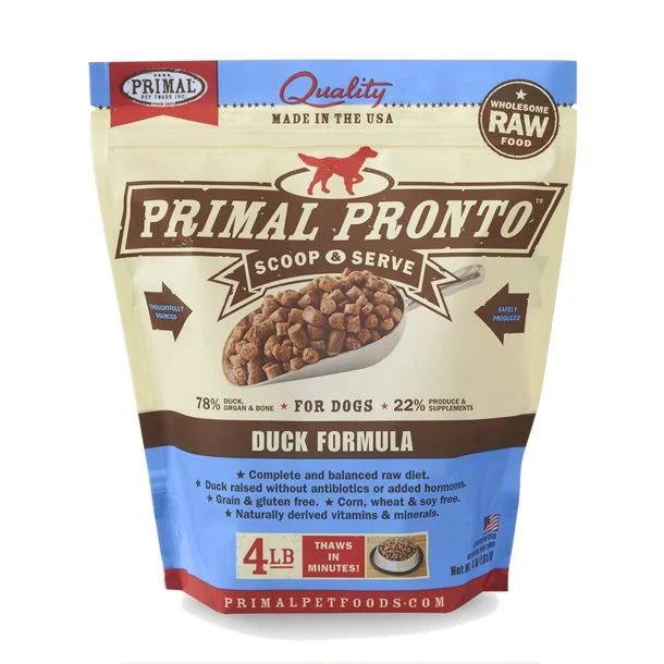 Primal Pronto Frozen Raw Duck Dog Food 4lb