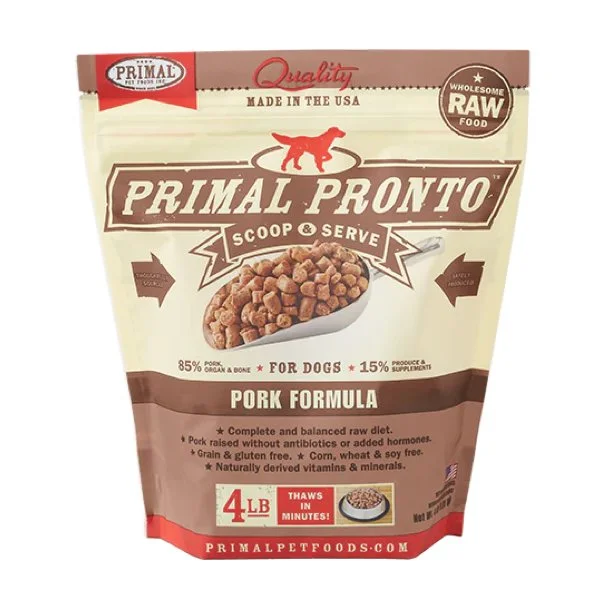 Primal Pronto Frozen Raw Pork Dog Food 4lb