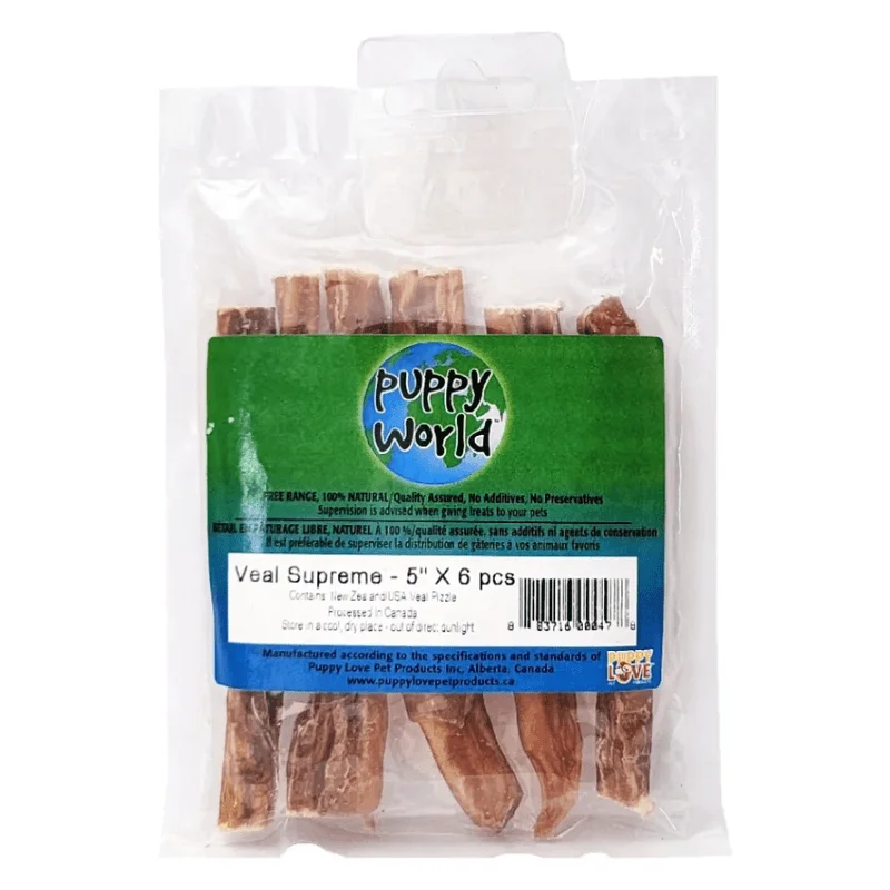 Natural Dog Chews - PUPPY WORLD - Veal Supreme - 5" - 6 pcs