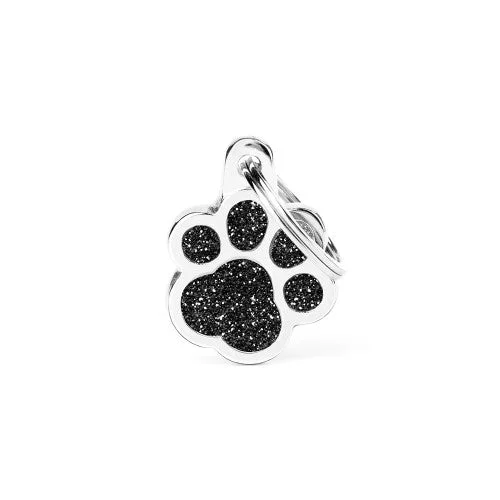 Shine Paw Black Glitter ID Tag