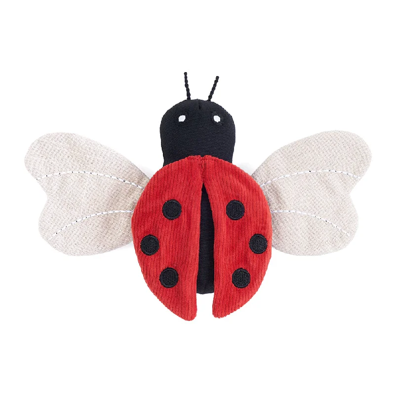 ZippyPaws ecoZippy Courduroy Critter Plush Dog Toy, Ladybug