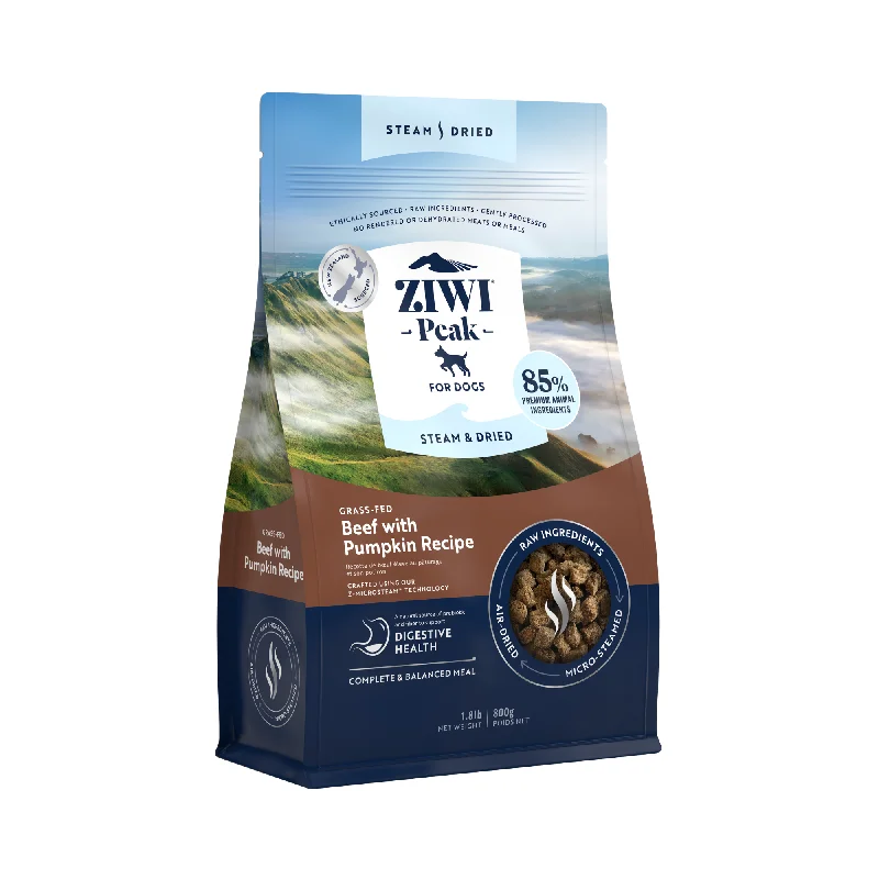 Ziwi Peak Steam & Dried Grass Fed Beef With Pumpkin Dry Dog Food