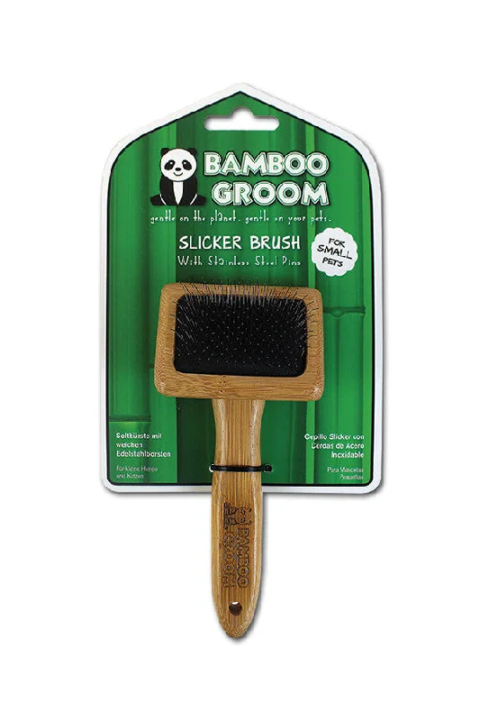 Bamboo Groom Slicker Brush with Stainless Steel Pins