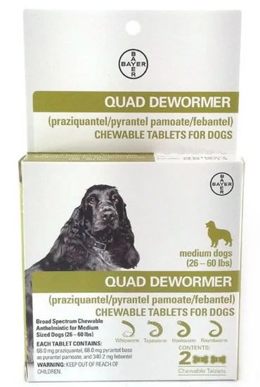 Bayer Quad Dewormer Medium Dog 2 ct.