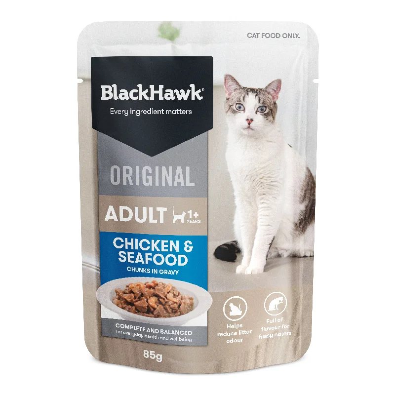 Black Hawk Chicken and Seafood in Gravy Cat Wet Food 85g