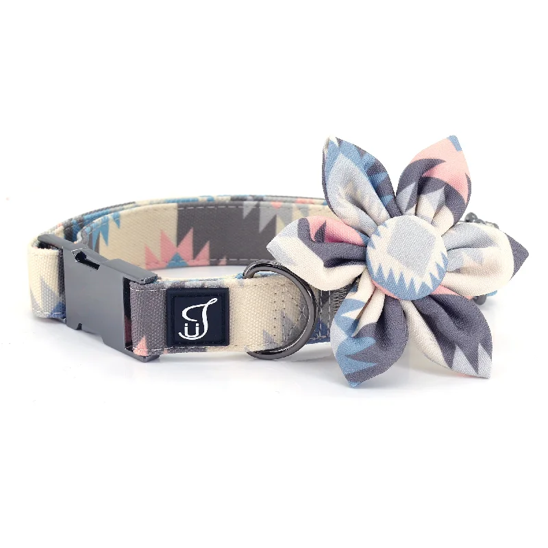 Boho Aztec Dog Collar with Flower