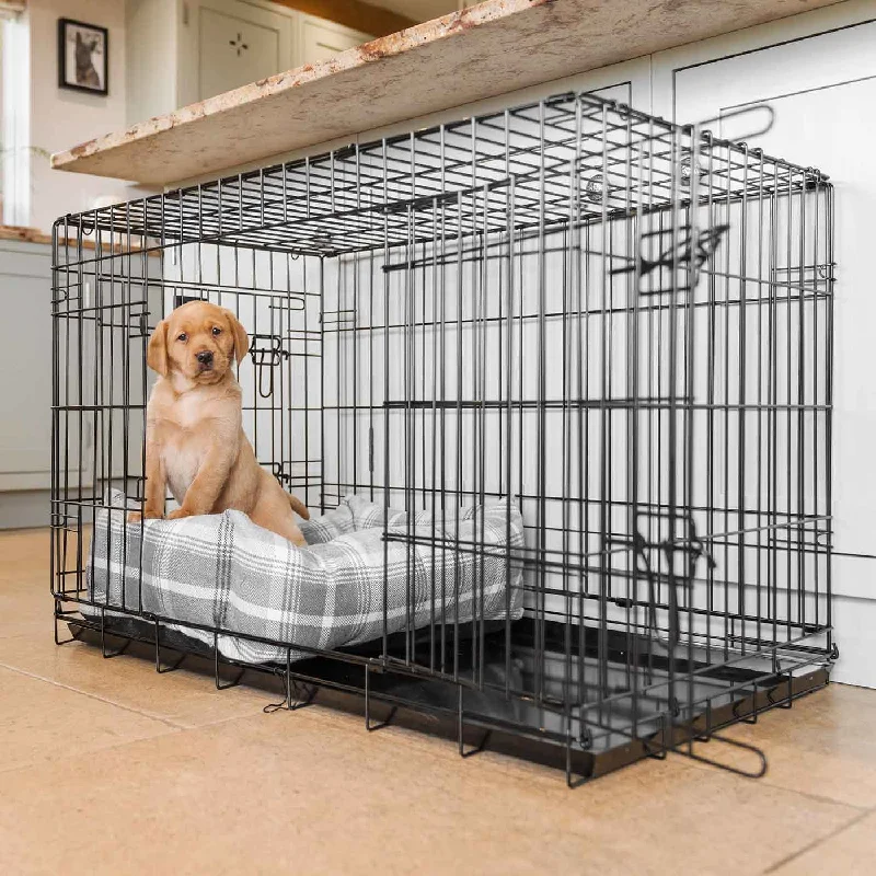 Cosy & Calming Puppy Crate Bed in Balmoral Dove Grey Tweed by Lords & Labradors