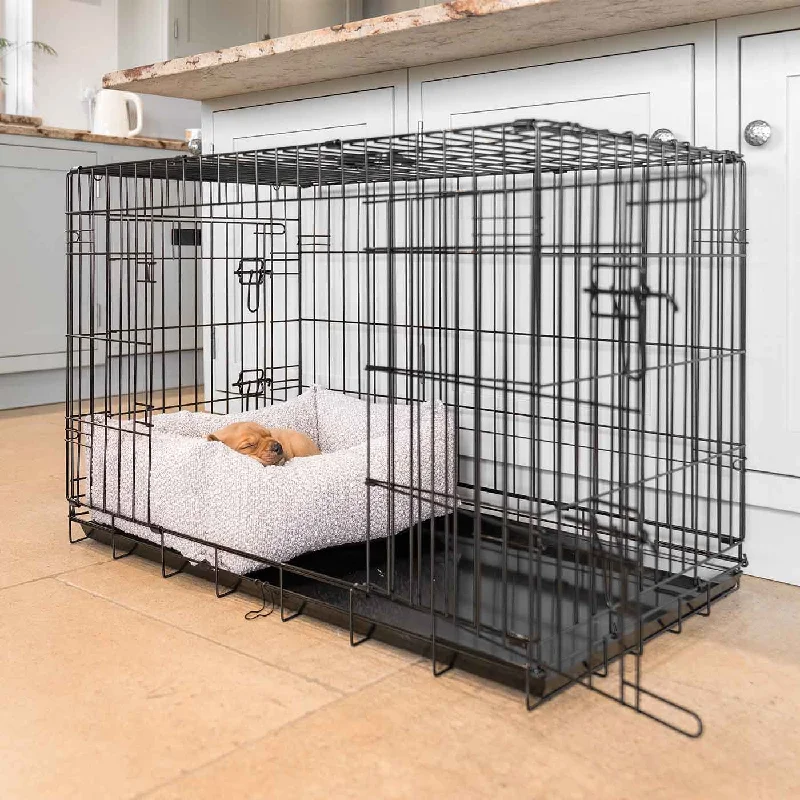 Cosy & Calming Puppy Crate Bed With Removable Covers in Mink Bouclé by Lords & Labradors