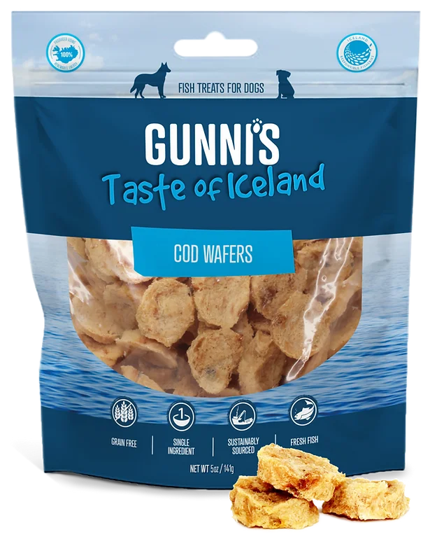 Gunni's Taste of Iceland Cod Wafers Dog Treats, 5oz