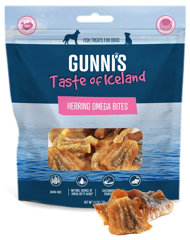 Gunni's Taste of Iceland Meaty Herring Omega Bites Dog Treats, 3oz