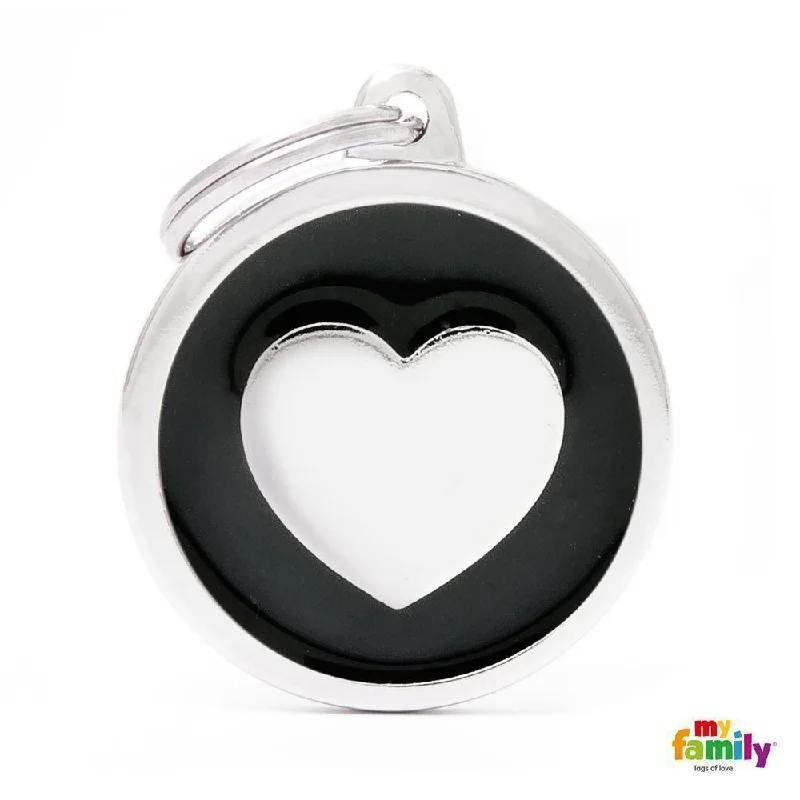 My Family Classic Heart Black Dog Tag with Free Engraving