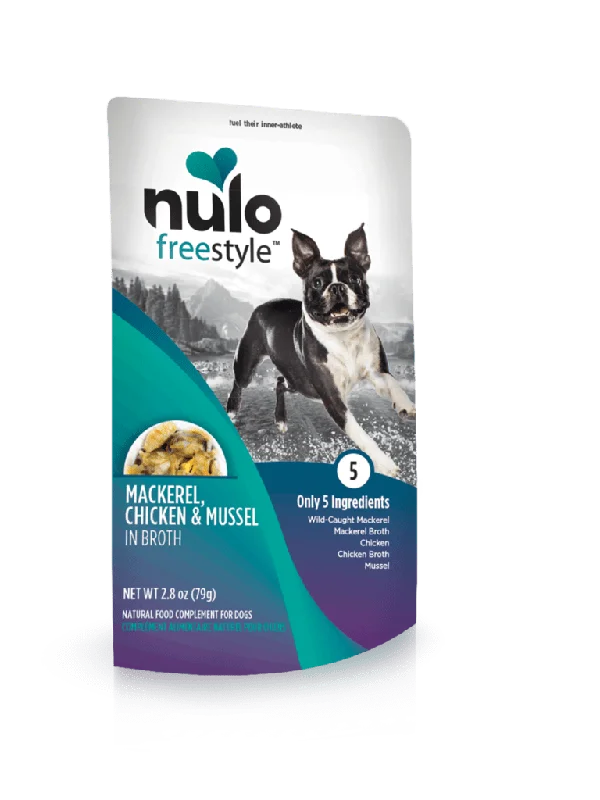 Nulo Freestyle Grain Free Mackerel Chicken & Mussel in Broth Meaty Dog Food Topper Pouch