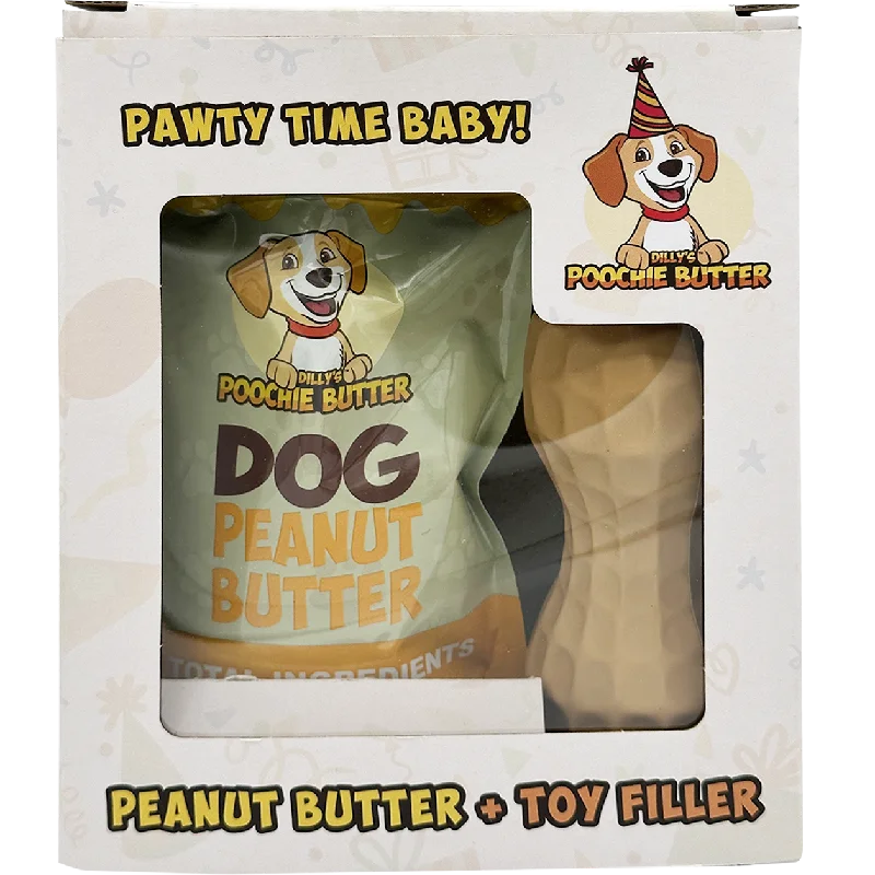 Poochie Butter - Peanut Butter and Natural Rubber Toy - Dog Birthday Bundle