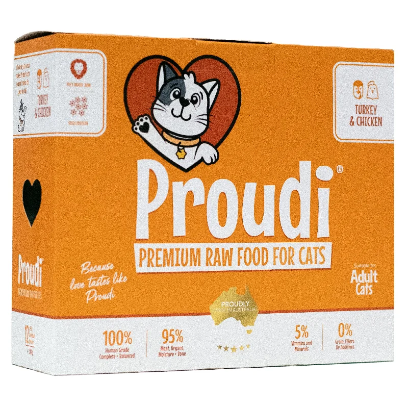 Proudi Turkey and Chicken Raw Cat Food Patties 1.08kg