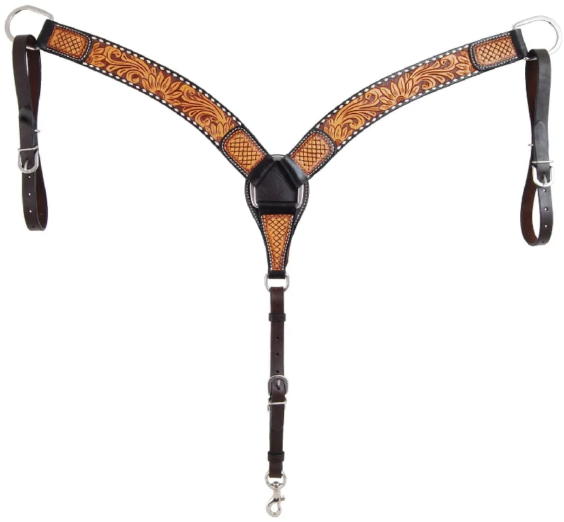 Rafter T Tooled Sunflower w/ Buckstitch Contoured Breast Collar