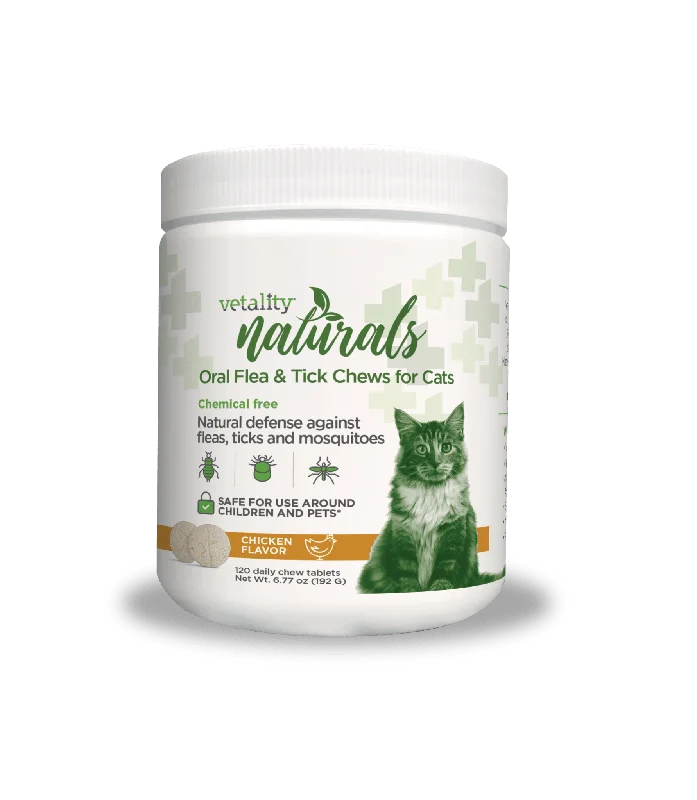 Vetality Naturals Oral Flea & Tick Chews for Cats, 120 ct