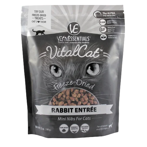 Vital Essentials Rabbit Mini Nibs Freeze-Dried Grain Free Cat Food