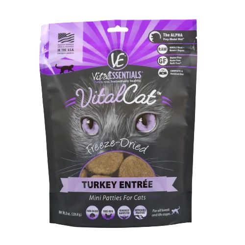 Vital Essentials Turkey Mini Patties Freeze-Dried Grain Free Cat Food